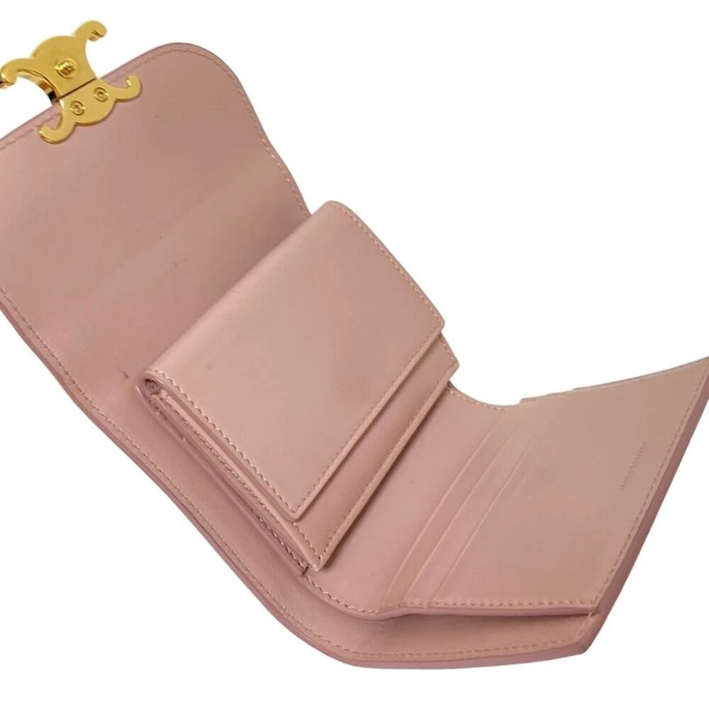 CELINE Small flap wallet 10D783BZG.25VP Pink Beige Leather - Trifold Wallet - Picture 4 of 13